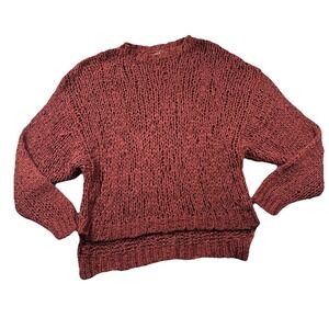Free People Sweater Womens M Brown Open Weave Oversized Lagenlook Boho Beach